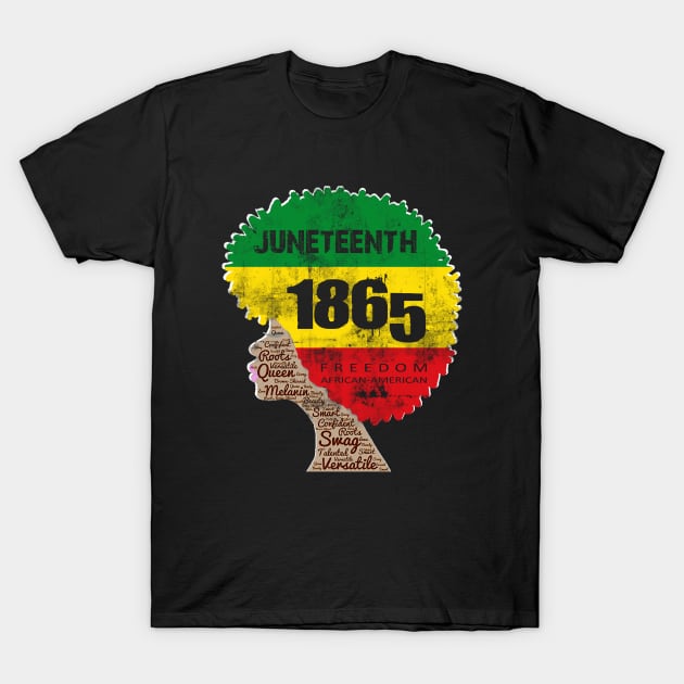 Juneteenth African American Flag Melanin Afro Artwork Women T-Shirt by Studio Hues